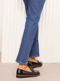 Friends Like These Black Standard Fit Comfort Patent Faux Leather Flat Loafers