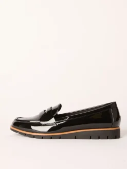 Friends Like These Black Standard Fit Comfort Patent Faux Leather Flat Loafers