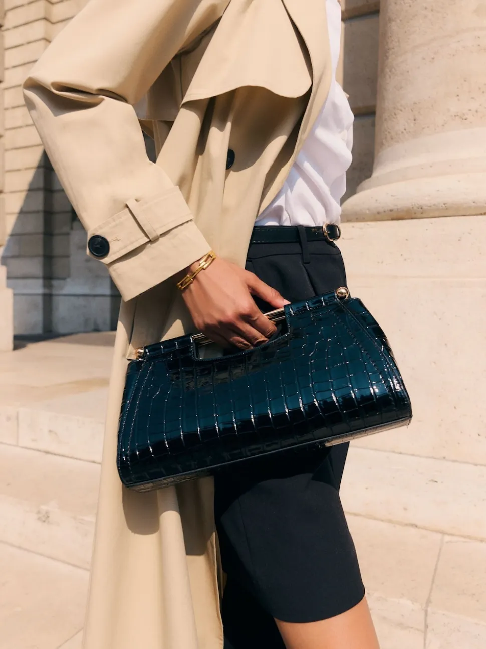 Friends Like These Black Croc Effect Grab Handle Clutch Bag
