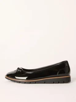 Friends Like These Black Standard Fit Comfort Patent Faux Leather Flat Ballerina Shoes