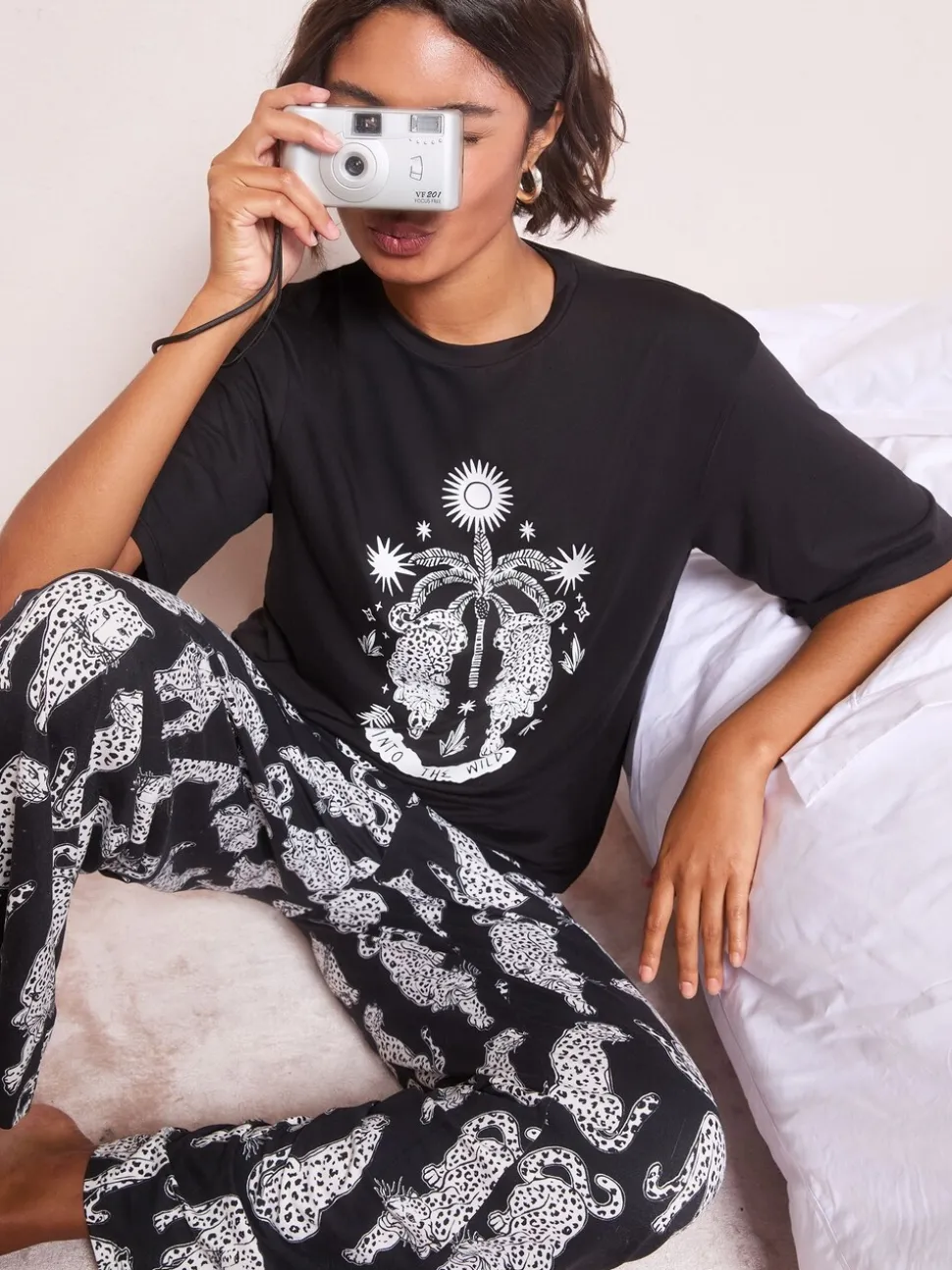 Friends Like These Black Cheetah Print Pyjamas Set