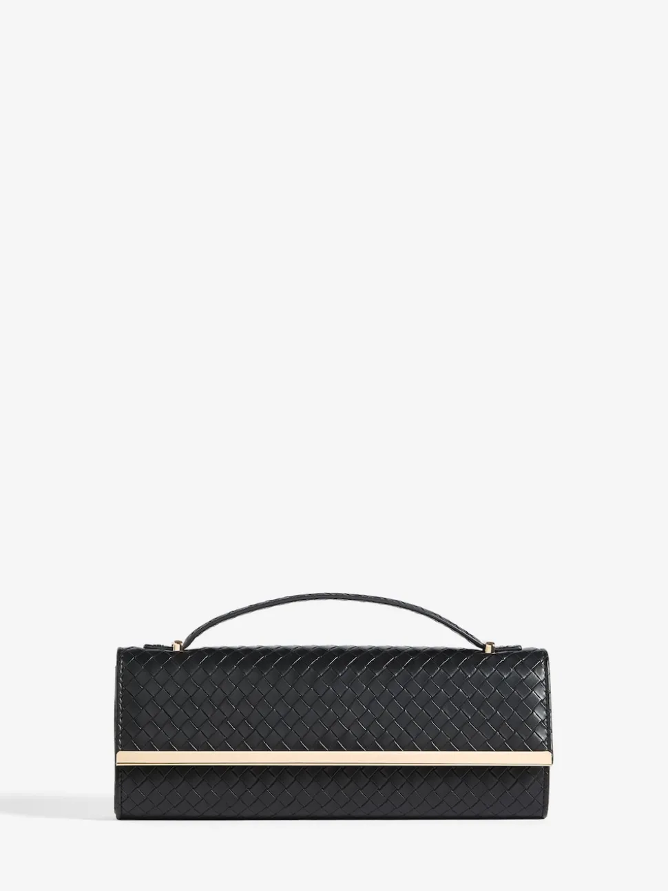 Friends Like These Black Top Handle Weave Clutch Bag