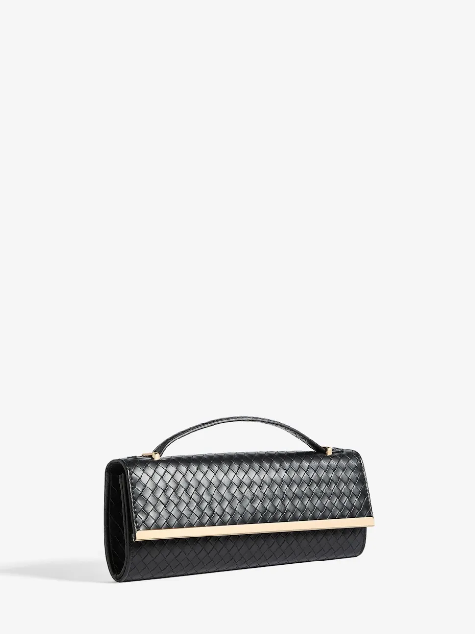Friends Like These Black Top Handle Weave Clutch Bag