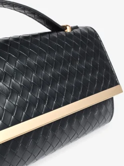 Friends Like These Black Top Handle Weave Clutch Bag