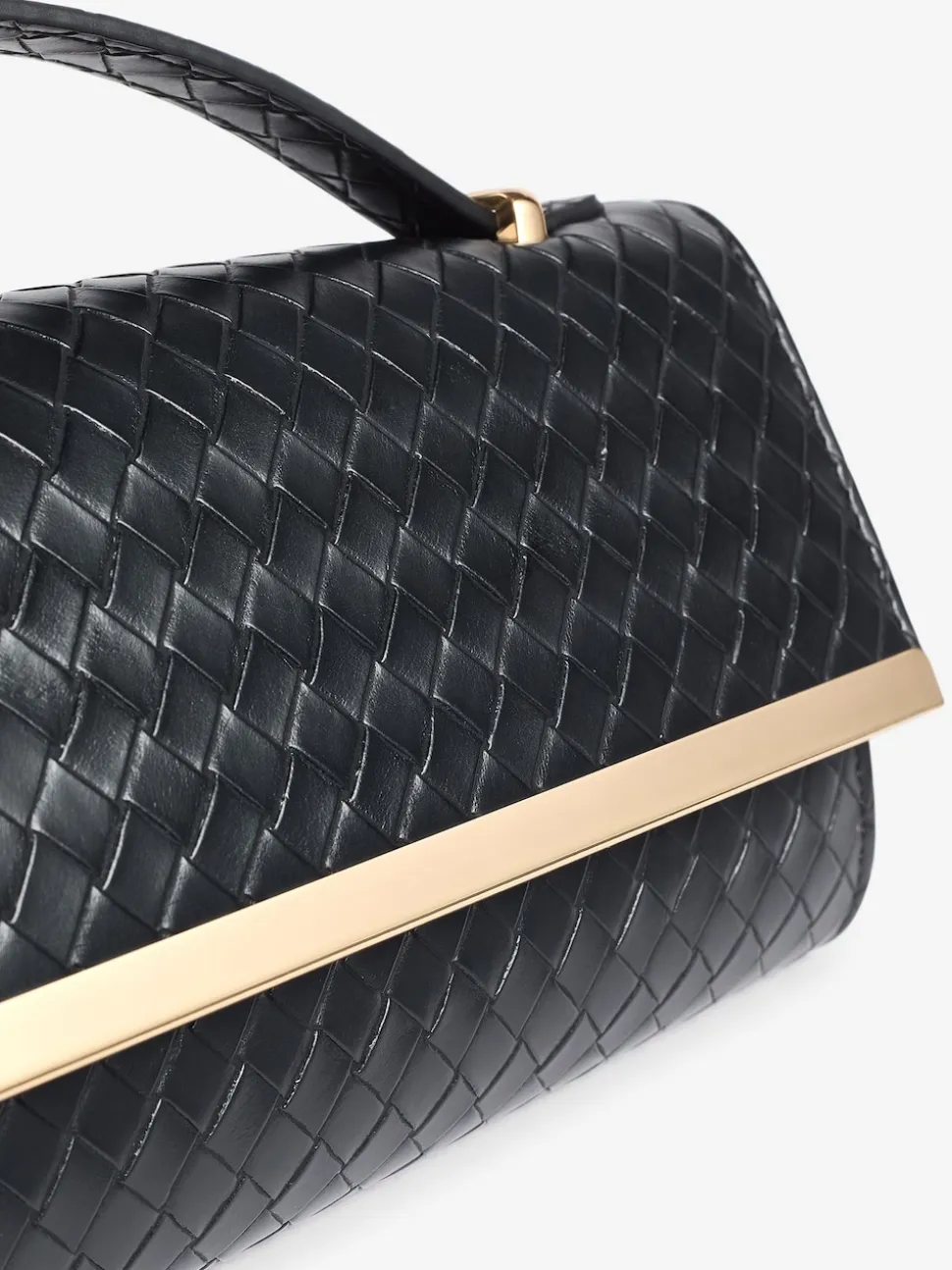 Friends Like These Black Top Handle Weave Clutch Bag