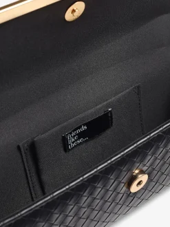 Friends Like These Black Top Handle Weave Clutch Bag