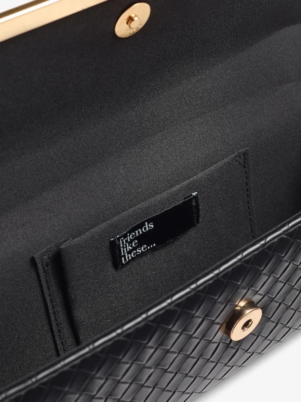 Friends Like These Black Top Handle Weave Clutch Bag