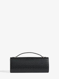 Friends Like These Black Top Handle Weave Clutch Bag