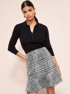 Friends Like These Black/White Boucle Flippy Mini Skirt
