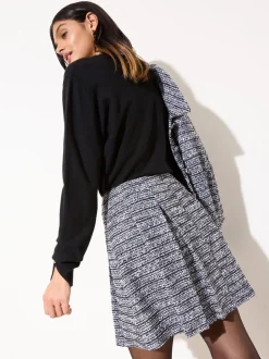 Friends Like These Blue Boucle Pleated Mini Skirt