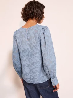 Friends Like These Blue Long Sleeve Textured Blouse