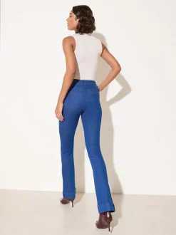 Friends Like These Blue Petite High Waist Pocket Flare Jeans