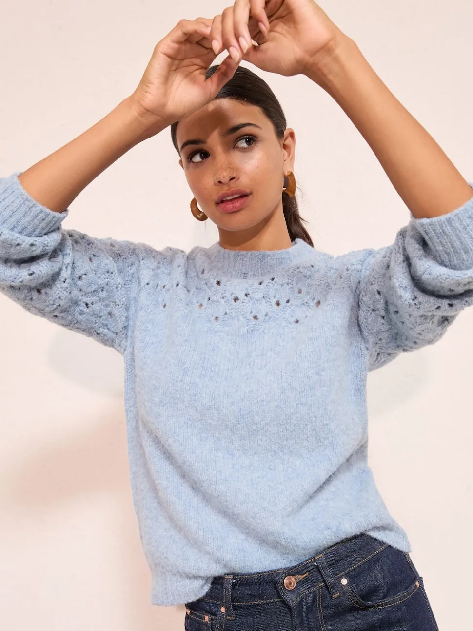 Friends Like These Blue Pointelle Stitch Jumper