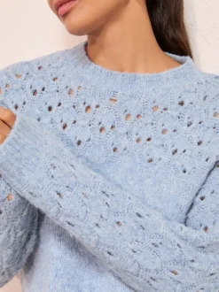 Friends Like These Blue Pointelle Stitch Jumper
