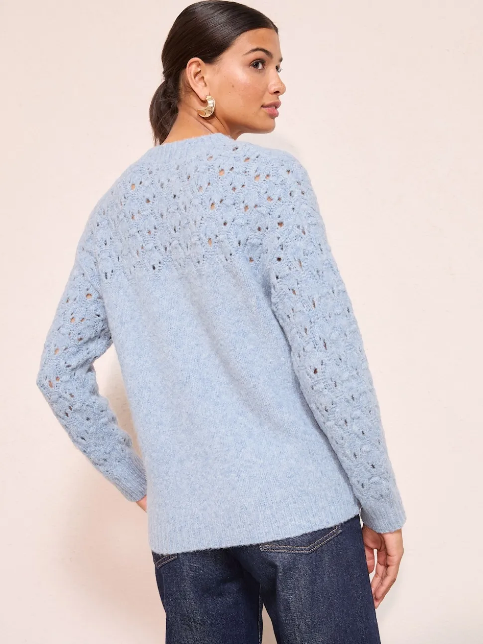 Friends Like These Blue Pointelle Stitch Jumper