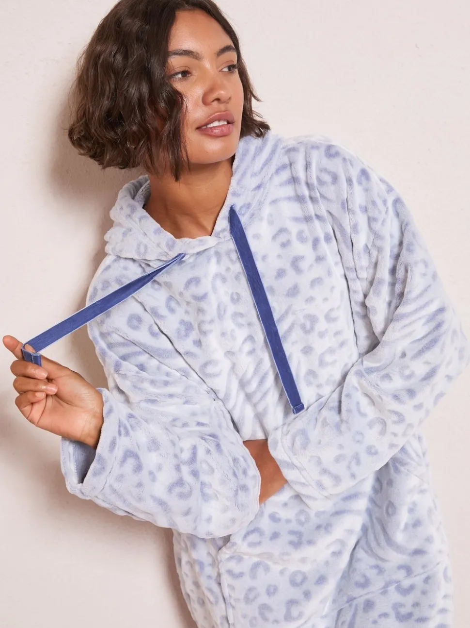 Friends Like These Blue Zebra Snoodie Robe