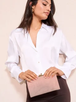 Friends Like These Blush Pink Suedette Occasion Clutch Bag