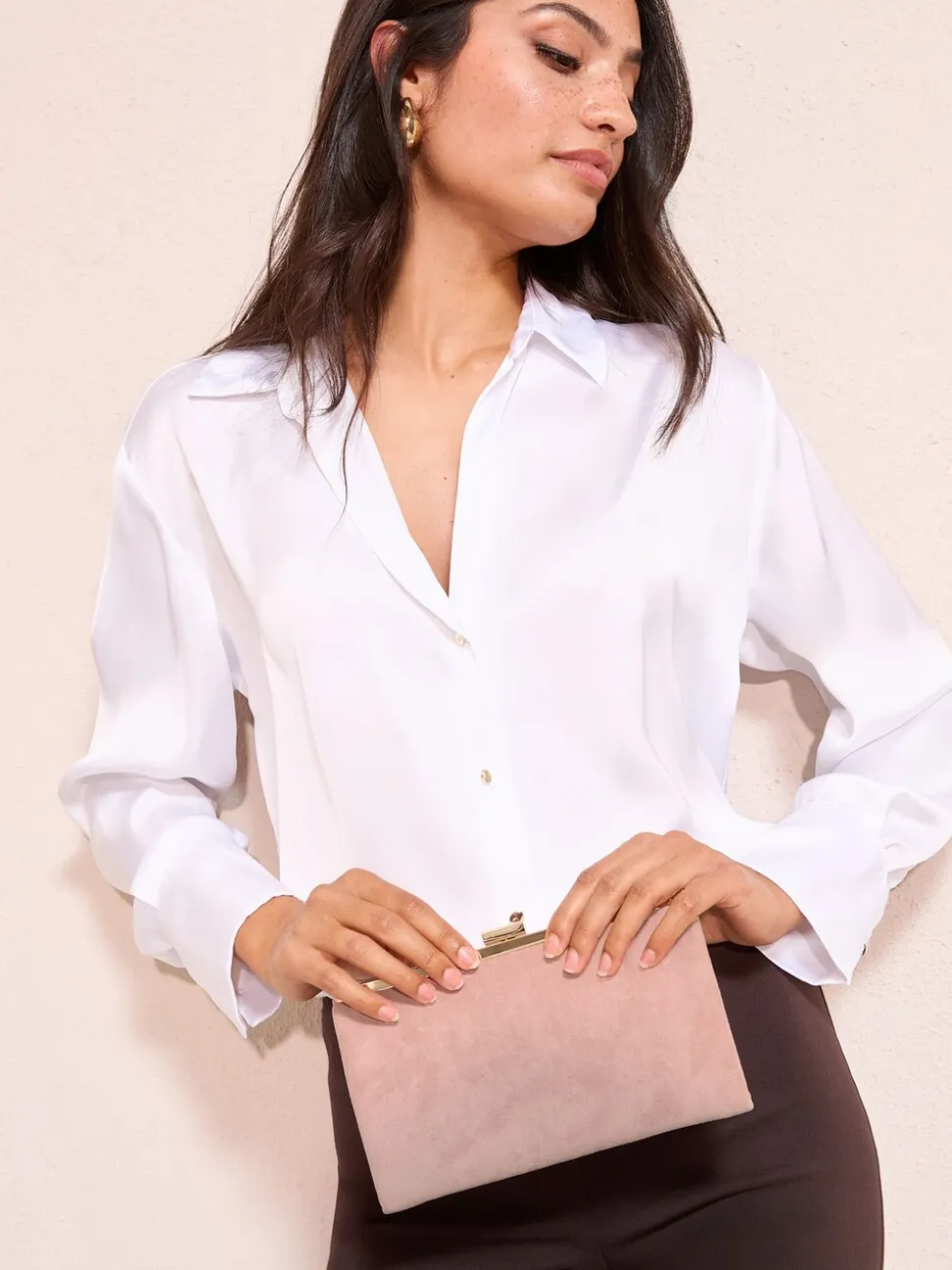 Friends Like These Blush Pink Suedette Occasion Clutch Bag
