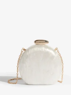 Friends Like These Bridal White Round Acrylic Clutch Bag