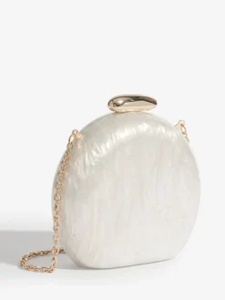 Friends Like These Bridal White Round Acrylic Clutch Bag