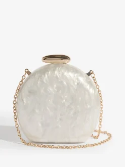Friends Like These Bridal White Round Acrylic Clutch Bag