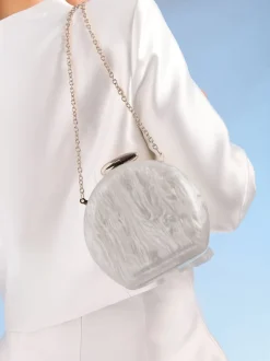 Friends Like These Bridal White Round Acrylic Clutch Bag