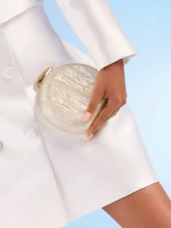 Friends Like These Bridal White Round Acrylic Clutch Bag