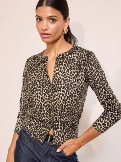 Friends Like These Brown Animal Dome Button Cardigan