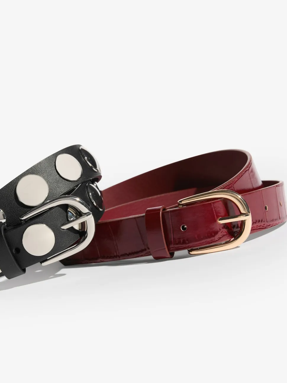 Friends Like These Burgundy and Black Studded Belts 2 Pack