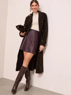 Friends Like These Burgundy Red Faux Leather Mini Skirt