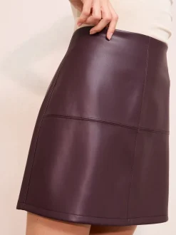 Friends Like These Burgundy Red Faux Leather Mini Skirt