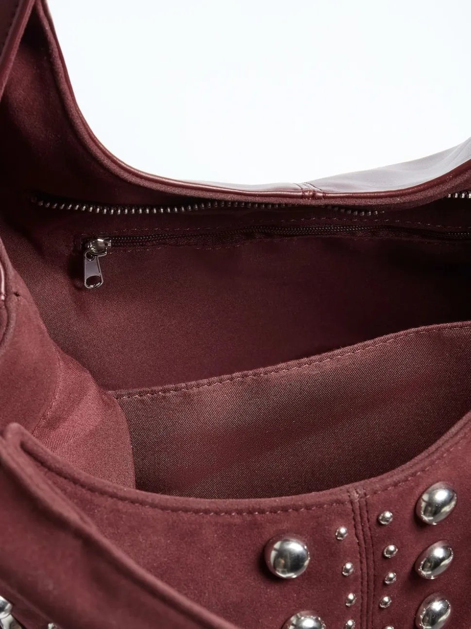 Friends Like These Burgundy Red Studded Slouchy Tote Bag