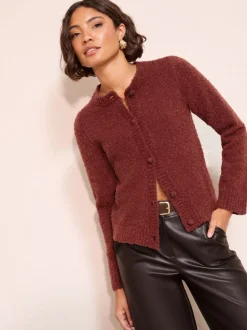 Friends Like These Burgundy Red Boucle Cardigan
