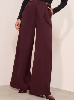 Friends Like These Burgundy Adjustable Waist Premium Wide Leg Trousers