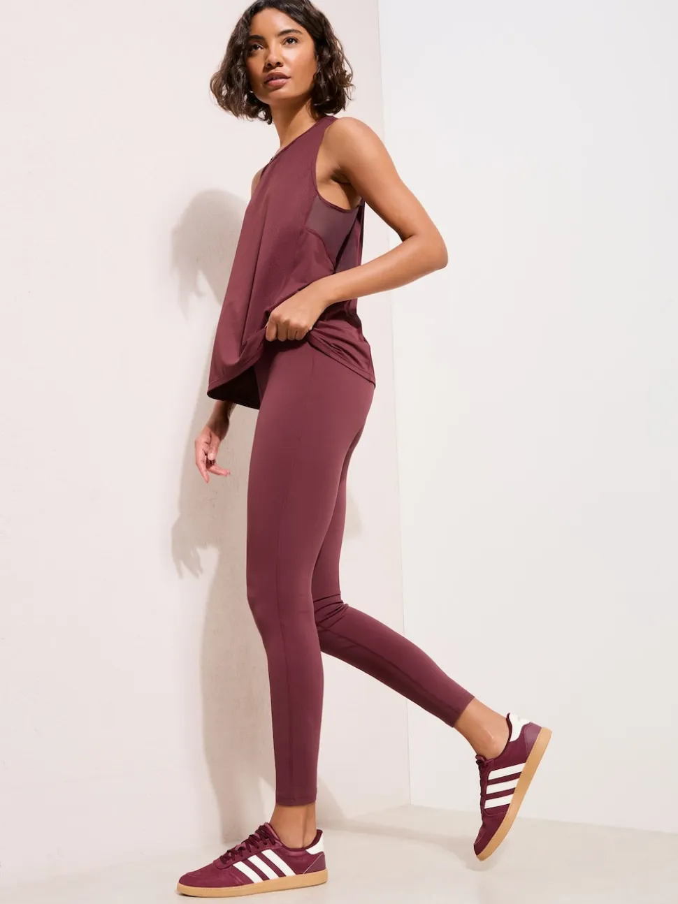 Friends Like These Burgundy Red Studio Wrap Over Gym Leggings