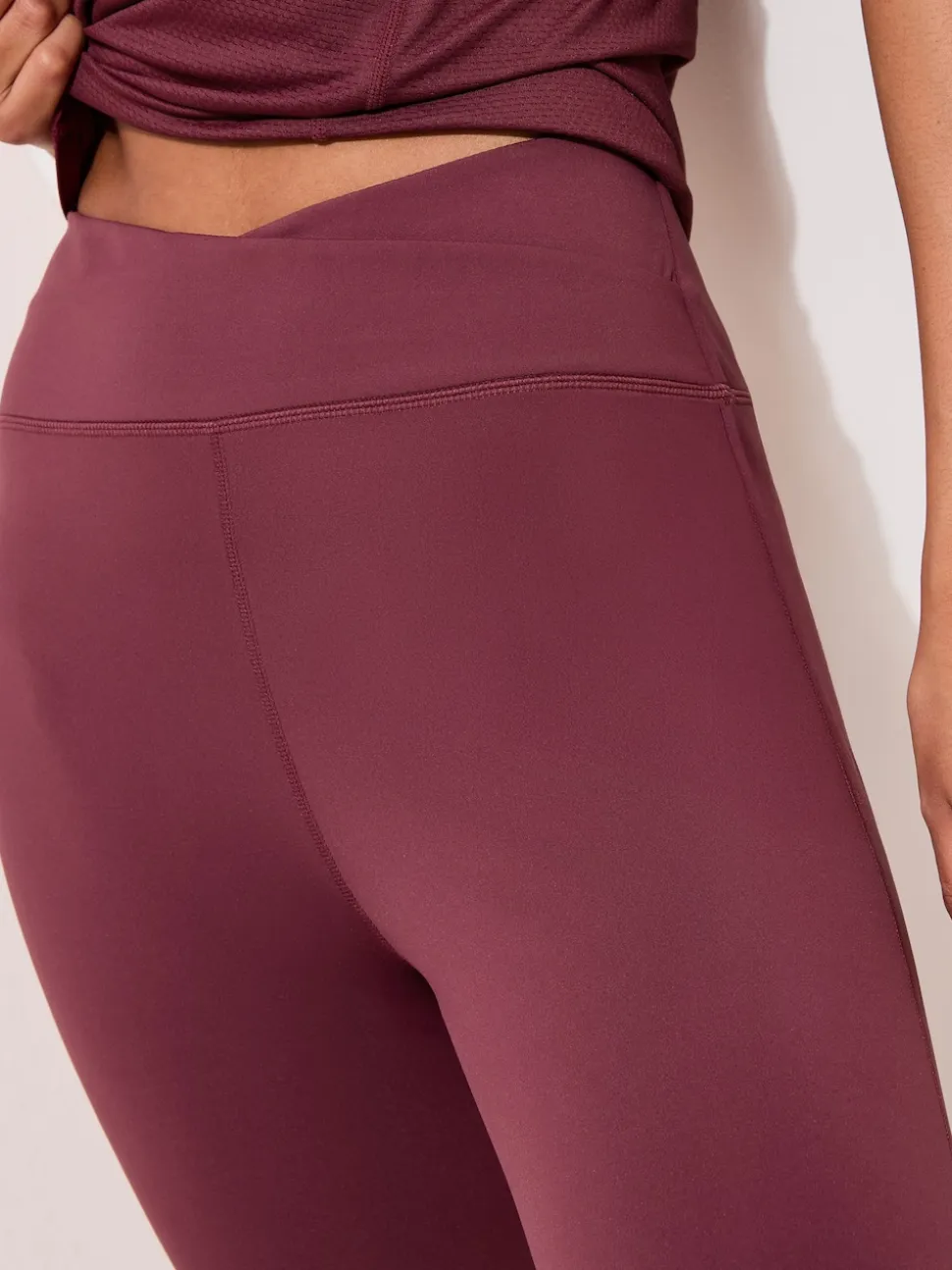 Friends Like These Burgundy Red Studio Wrap Over Gym Leggings