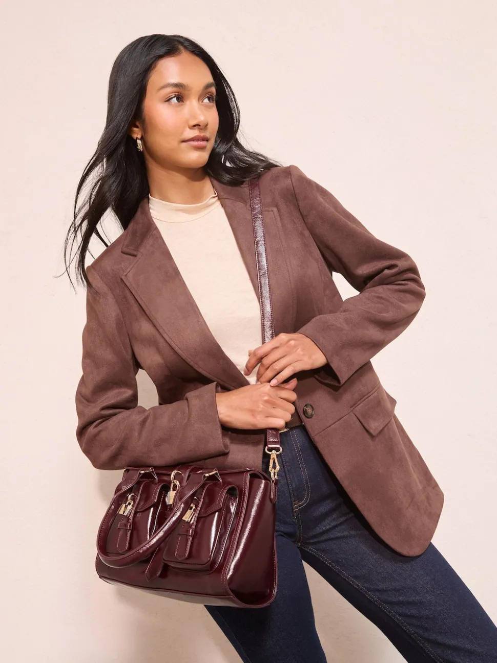 Friends Like These Burgundy Red Padlock Pocket Bag