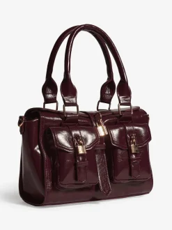 Friends Like These Burgundy Red Padlock Pocket Bag