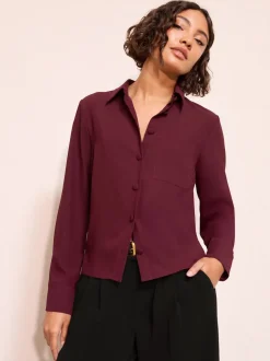 Friends Like These Burgundy Red Boxy Covered Button Shirt