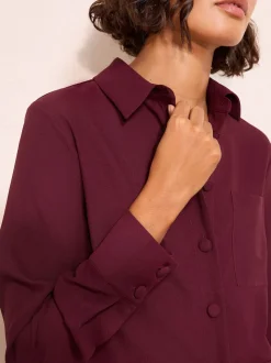 Friends Like These Burgundy Red Boxy Covered Button Shirt