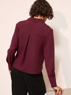 Friends Like These Burgundy Red Boxy Covered Button Shirt