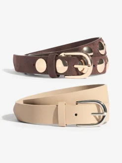 Friends Like These Choc and Cream Studded Belts 2 Pack
