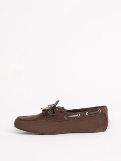 Friends Like These Chocolate Brown Slim Lace-Up Comfort Faux Suede Boat Shoe Loafers