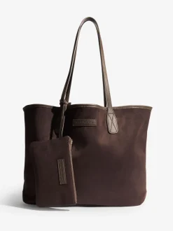 Friends Like These Chocolate Brown Faux Suede Soft Tote Bag