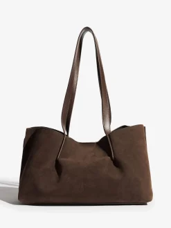 Friends Like These Chocolate Brown Faux Suede Slouch Tote Bag