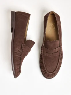 Friends Like These Chocolate Brown Flat Ruched Comfort Slip On Penny Loafers