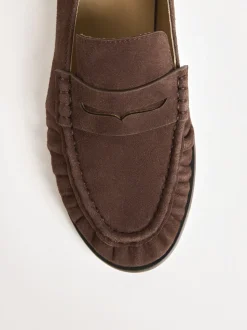 Friends Like These Chocolate Brown Flat Ruched Comfort Slip On Penny Loafers