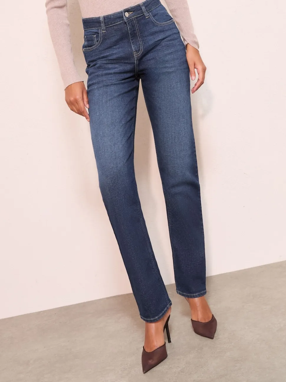 Friends Like These Dark Blue Petite Straight Leg Jeans