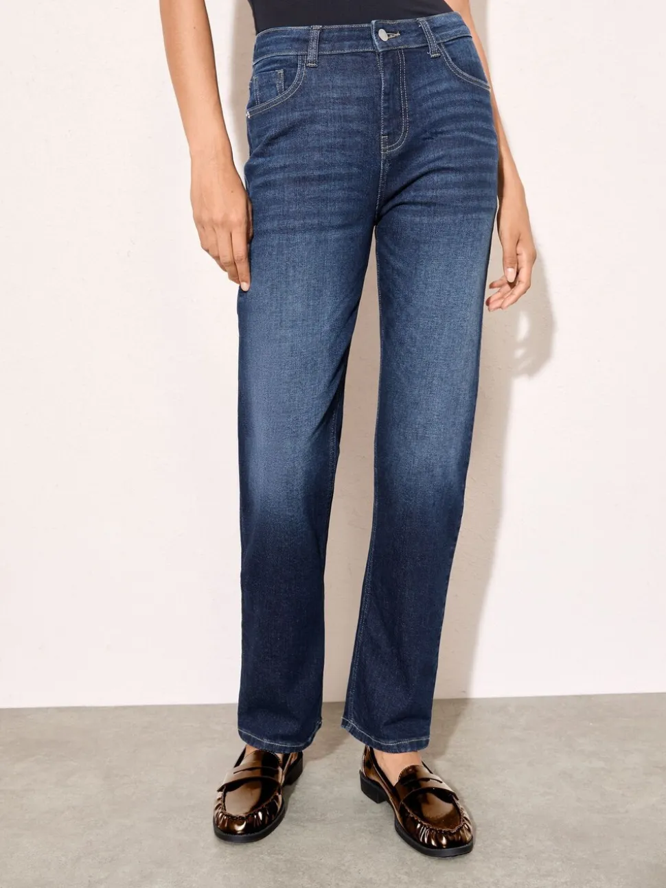 Friends Like These Dark Blue Ankle Straight Leg Jeans
