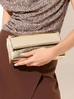 Friends Like These Gold Gold Foldover Clutch Bag